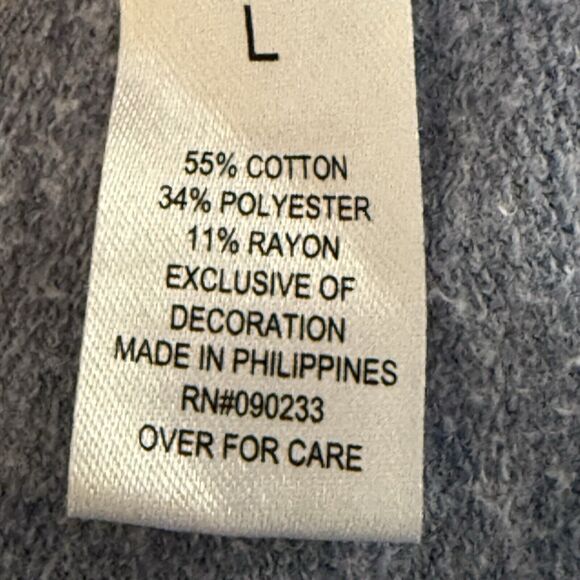 On The Byas Hoodie Sweatshirt Size L Unisex Gray Floral Hawaiian Leaves Pocket - Picture 8 of 8